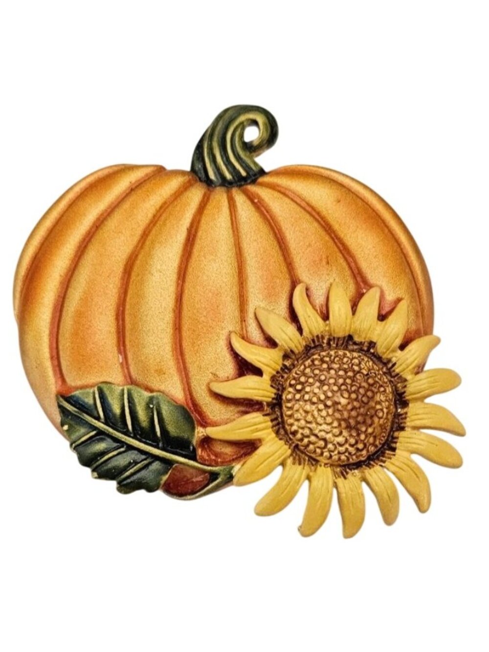 Tara Pumpkin Brooch Vintage Orange Yellow Enamel Sunflower Pin Signed J878